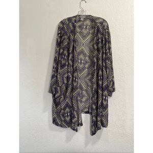 Catherines Elegant Purple Patterned Open-Front Cardigan Crinkle 5X